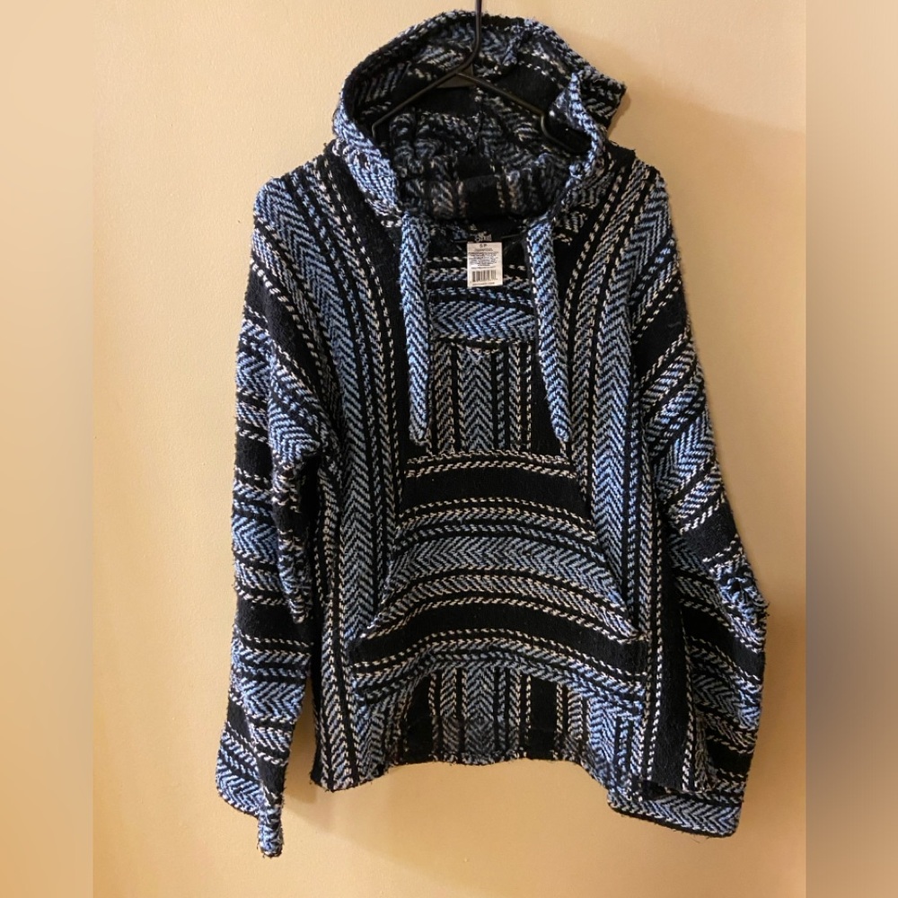 Oland Mexican blue & black sweater with hood size small